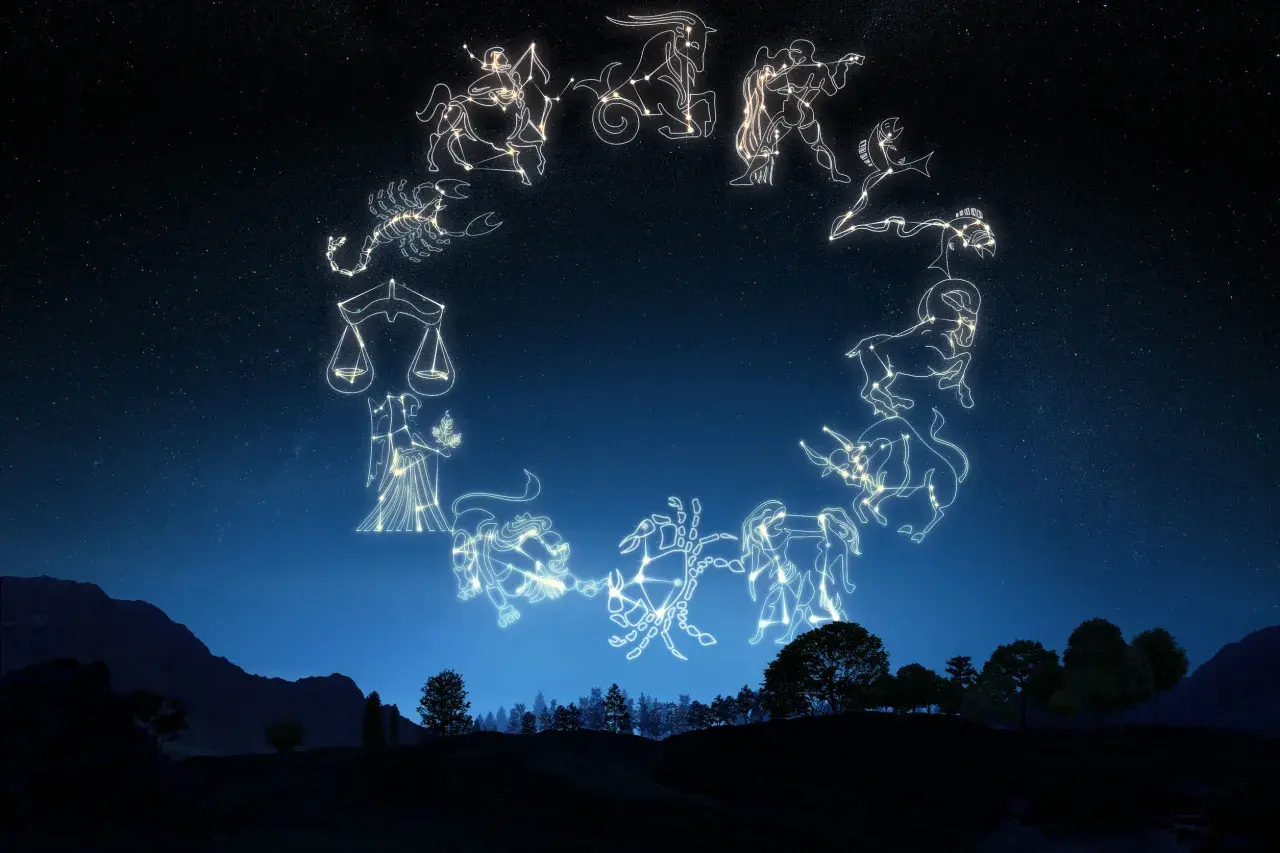 Zodiakalny Baran, poszukując idealnego partnera, może zastanawiać się, jaki znak zodiaku pasuje do barana. Gwiazdy układają się w konstelacje na nocnym niebie.